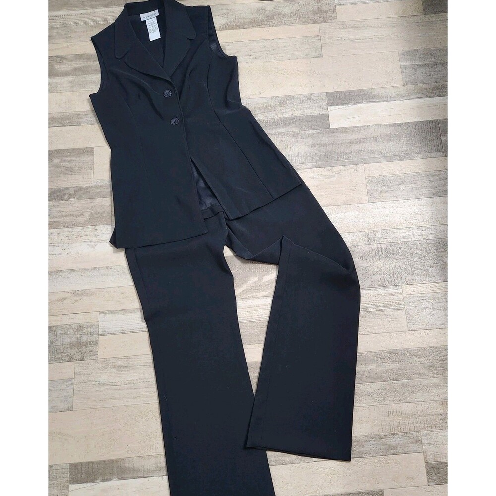 Black Vest & Pant Suit  Juniors 9/10 Vest & Straight Leg Pants Juniors 7/8 Y2K